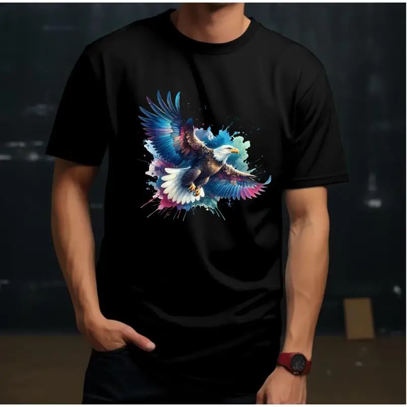 Футболка с орлом, патриотическая акварельная художественная животное, природа для любителей дикой природы, акварель, неоновая Футболка с орлом, патриотическая акварельная художественная животное, природа для любителей дикой природы, акварель, неоновая