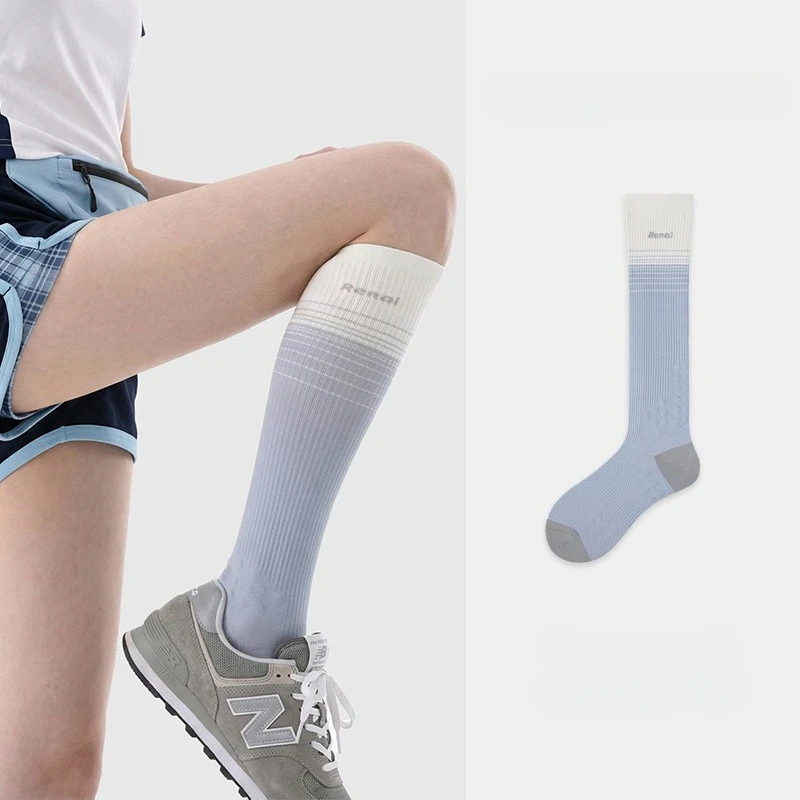

Women Gradient Knee High Socks,Anti-Slip Breathable Compression Calf Socks,Light Blue Casual Sports Socks Yoga Gym Daily Wear