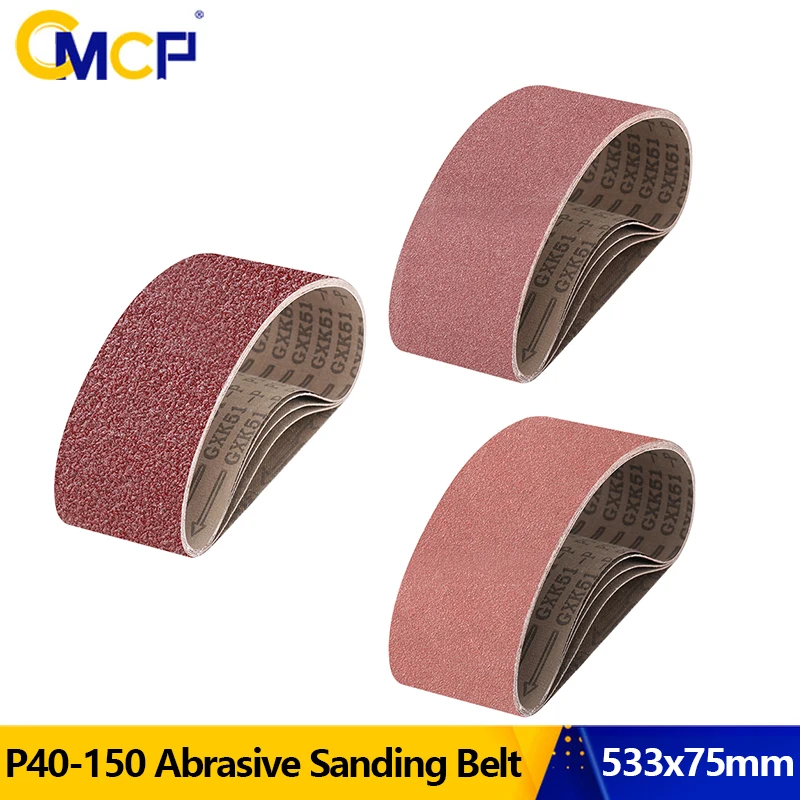 

CMCP 533x75mm Sander Belt 5PC Abrasive Sanding Belt Sander Attachment Grinder Polisher Power Tool Accessory Wood Metal Polishing