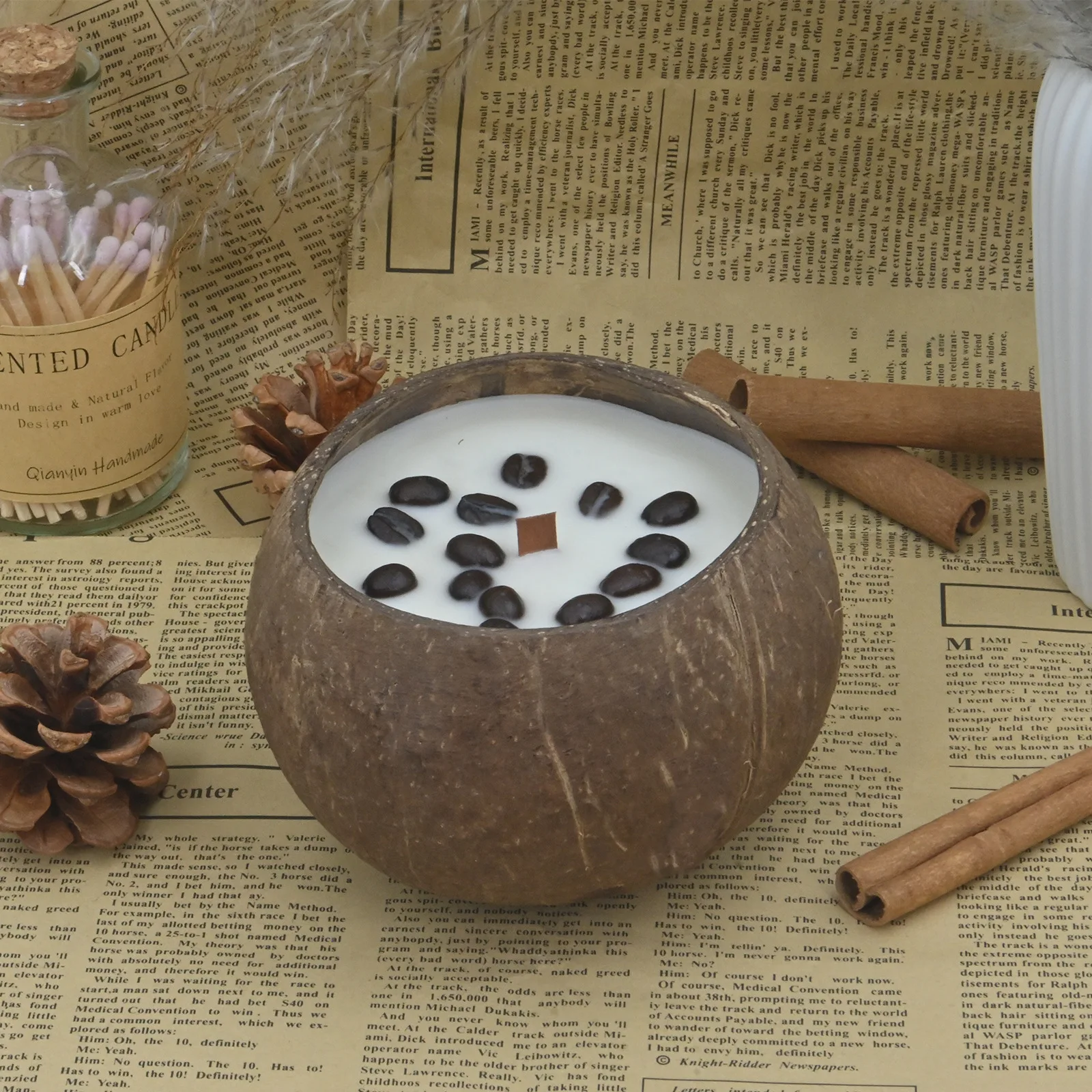 Cross-border coconut shell scented candles home couple candlelight dinner atmosphere soybean wax candle wholesale