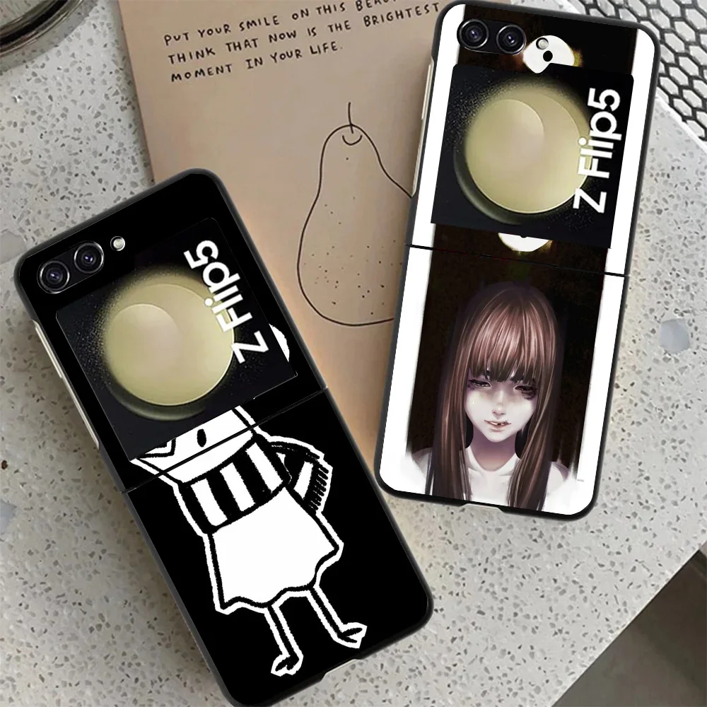 Oyasumi Punpun Black Phone Case For Samsung ZFlip6 ZFlip5 ZFlip4 ZFlip3 5G Hard Protective Galaxy Z Flip 3 4 5 6 Cover ZFlip5 ZF