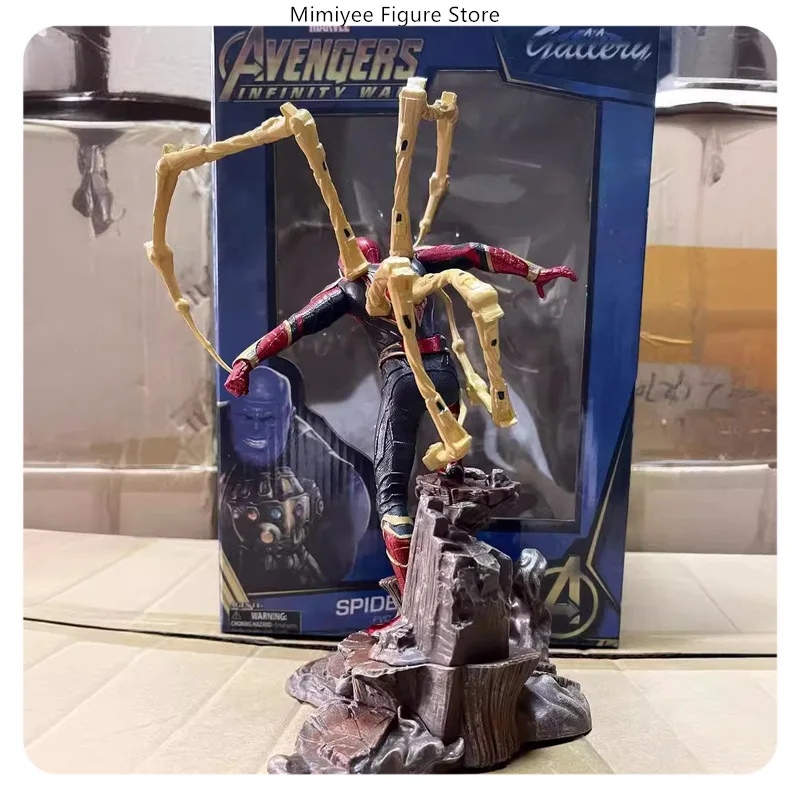 28cm Iron Spider-Man Scene with Claws Anime Figure Model Statue Collection Desktop Decoration Ornament Toy Gift for Fans