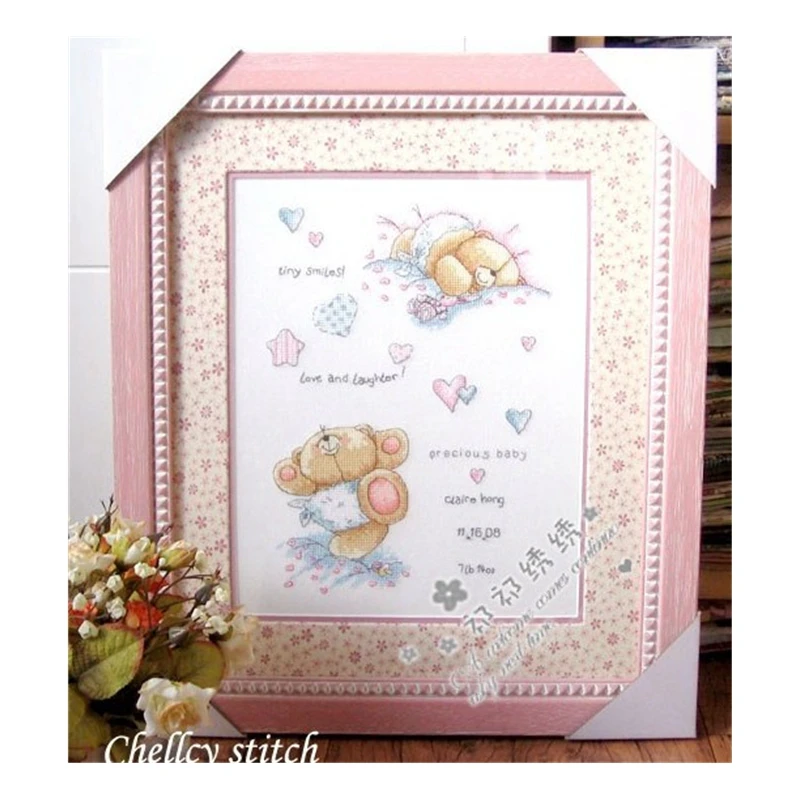 

Cross stitch kit Magazine style Andrew Bear Birth Certificate Children's room decorative painting 18CT 14CT 11CT Precision print