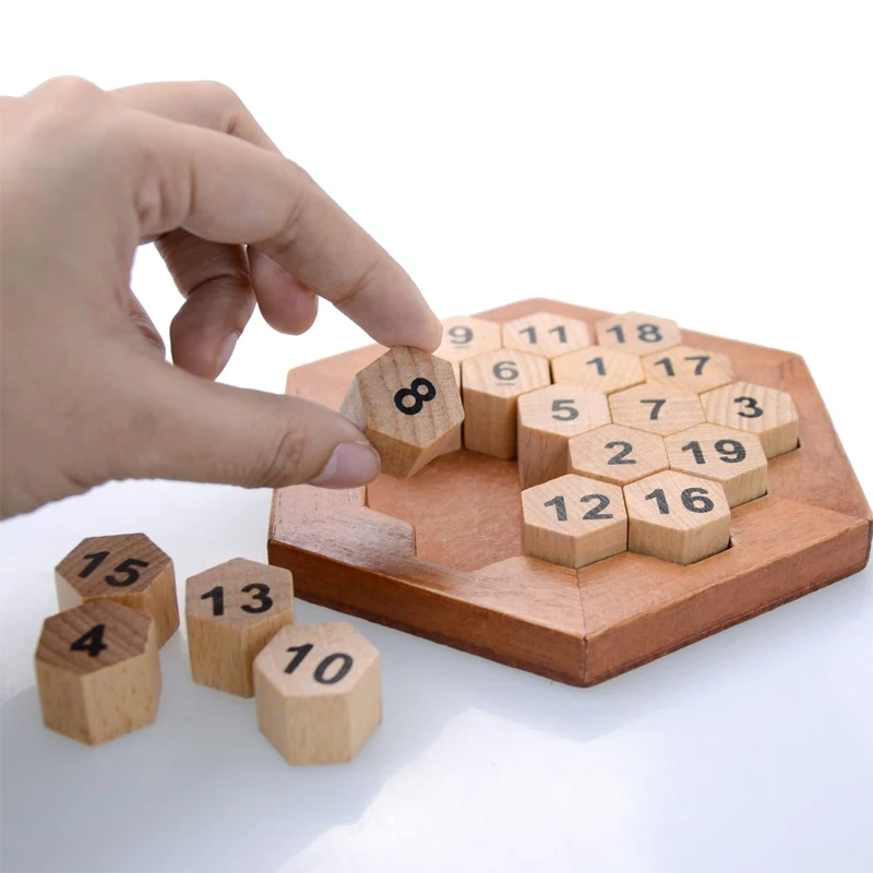 

Wooden Hexagon Puzzle Number Sudoku Brain Teaser Casse Tete Rompecabezas De Madera Montessori Educational Toys Kids and Adults