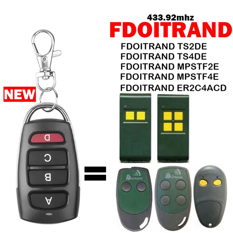 FDOITRAND TS2DE TS4DE MPSTF2E MPSTF4E ER2C4ACD Garage Gate Remote Control Door Opener Clone 433.92MHz Fixed Code