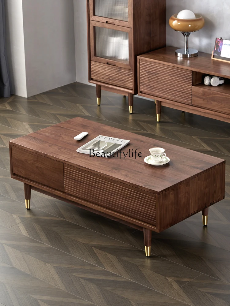

Nordic Japanese solid wood coffee table North American black walnut tea table
