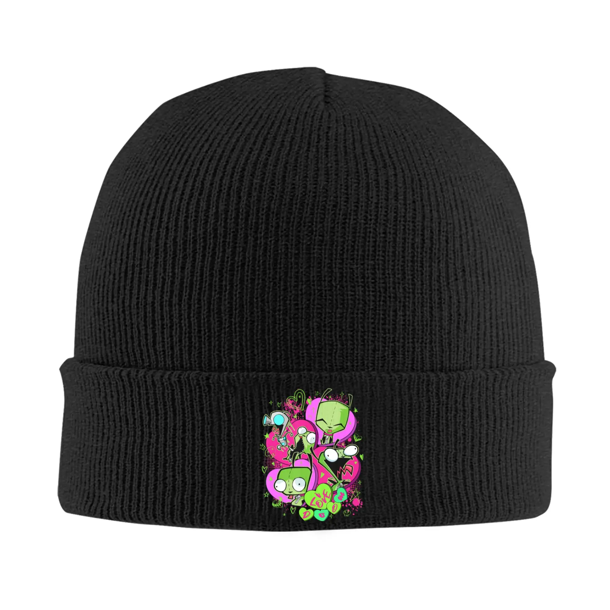 Invaders Zim Valentine's Day Gir I Love Doom Knitted Caps Women's Men's Skullies Beanies Autumn Winter Hats  Crochet Cap