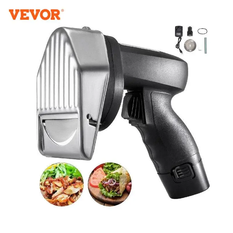 VEVOR Kebab Slicer 0-8mm Electric Wireless Kebab Doner Knife 2 Blades Shawarma Cutter Commercial Roast Gyro Meat Cutting Machine