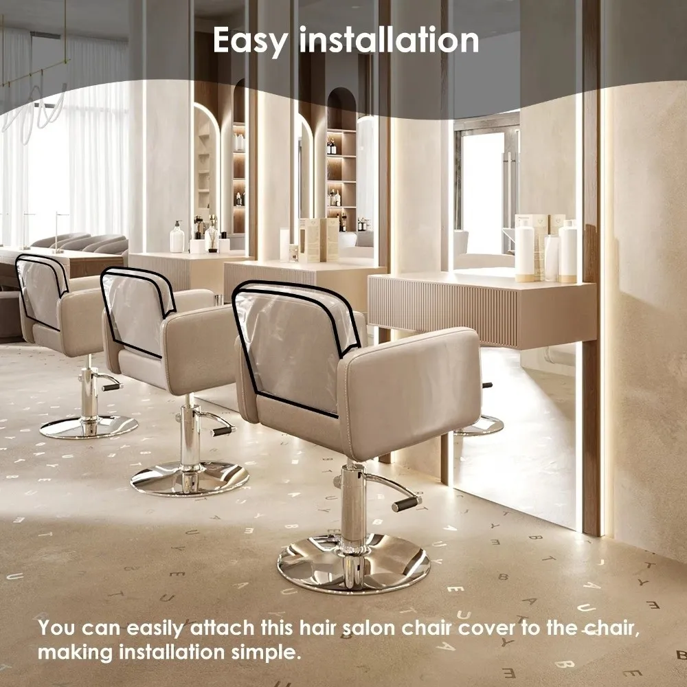 Universal PVC Salon Chair Cover Clear Round Chair Back Covers Soft Waterproof Barber Chair Back Covers Protector Covers