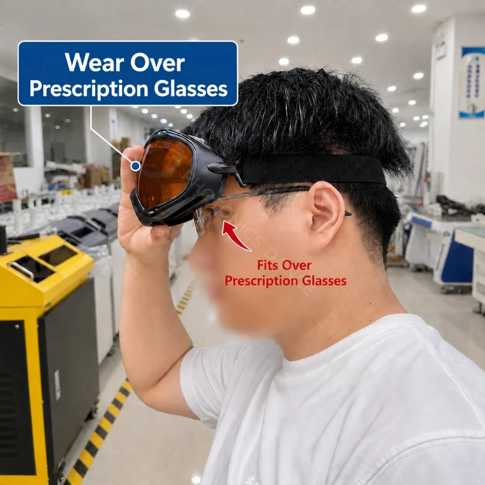 OD8+ Fiber Laser Protective Goggles 1064-1100nm Laser Safety Glasses For Welding Cutting Cleaning Processing Fit Over Eyeglasses