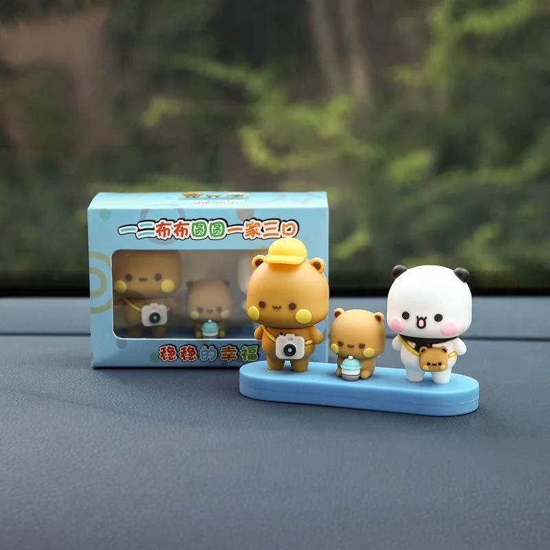 Neue Auto-Ornamente für eine dreiköpfige Familie: Bubu und Dudu, niedliche Puppen, Spielzeug, niedliche Cartoon-Pandabär-Puppen, Zubehör, Mädchen-Weihnachtsgeschenk – Detail 2
