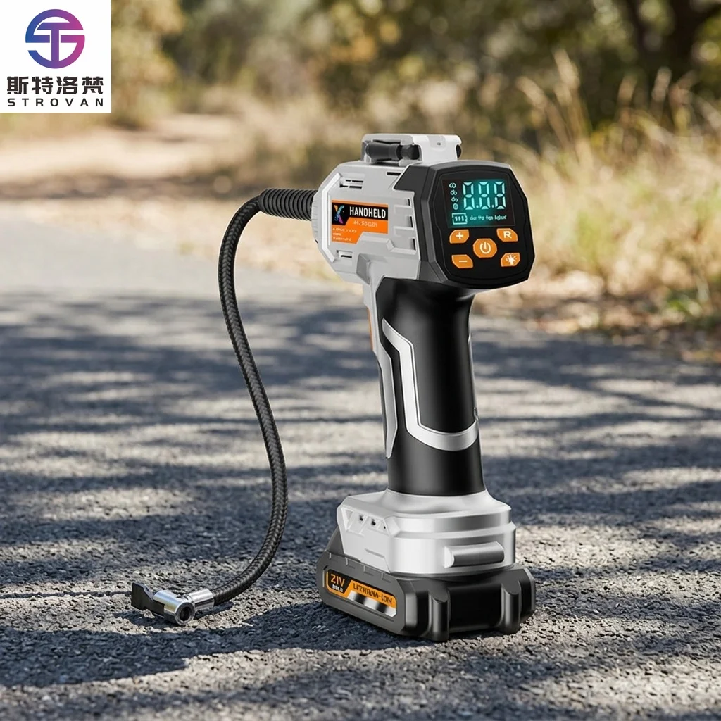 Multifunctional SOS Emergency Car Tire Inflator ABS Tire Pressure Fast Inflation Digital Pressure Gauge Portable Design