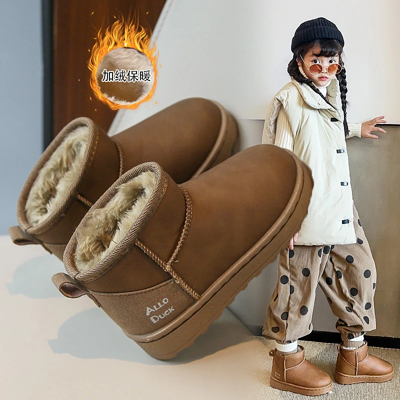 

Новинка 2023 года, детские зимние ботинки с подкладкой, теплая хлопковая обувь для мальчиков и девочек, нескользящие детские короткие зимние ботинки Детские Сапоги
