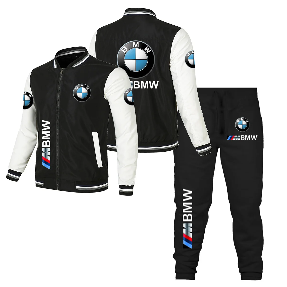 2025 New BMW Baseball Suit+Sweatpants Two-Piece Set BMW Printed Casual Jacket Set BMW Cycling Jacket Windproof Assault Suit