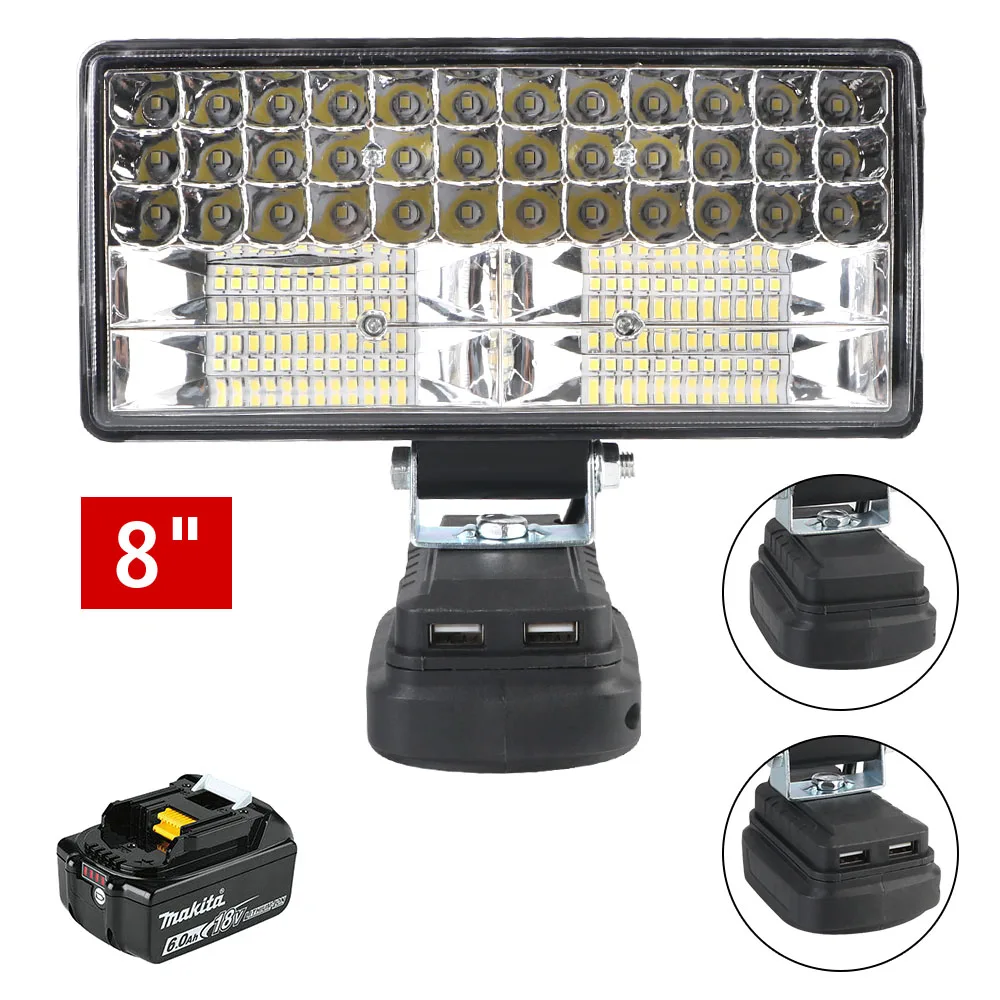 

USB Chargers Torch Camping Lamp 18V 8 Inch Emergency Lamps ​Working Light LED Spotlight For Makita Li-batteries High Brightness