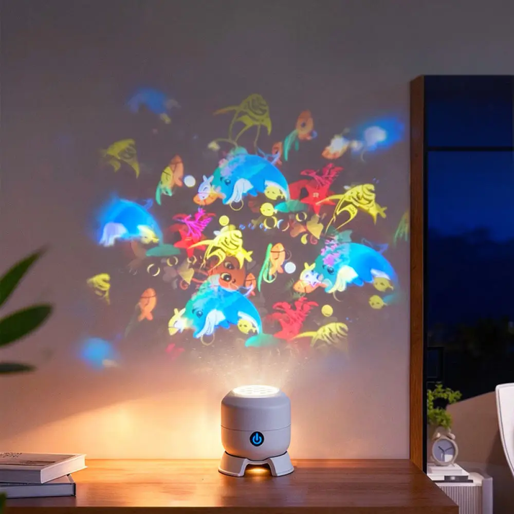 LED Rotating Projection Lamp Night Light Ocean Snowman Snowflake Decor Atmosphere Light USB Rechargeable Home Decoration