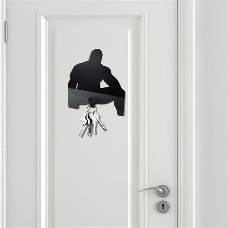 Llavero con gancho para colgar en la pared para hombre, colgante de pene mágico negro, decoraciones para llaves de puerta de dormitorio, soporte