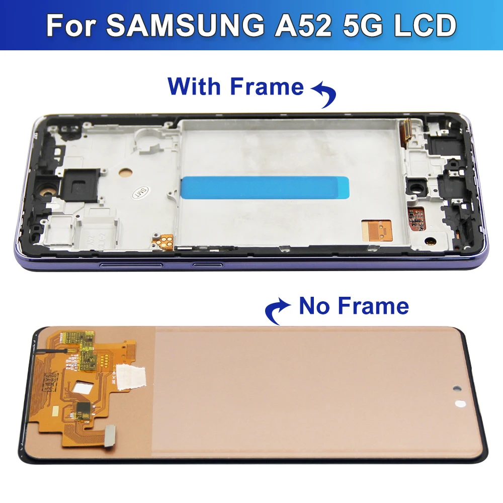 AMOLED For Samsung A52 5G A526 LCD Display Touch Screen With Frame Digitizer For Samsung SM-A526B A526U LCD Display Replace