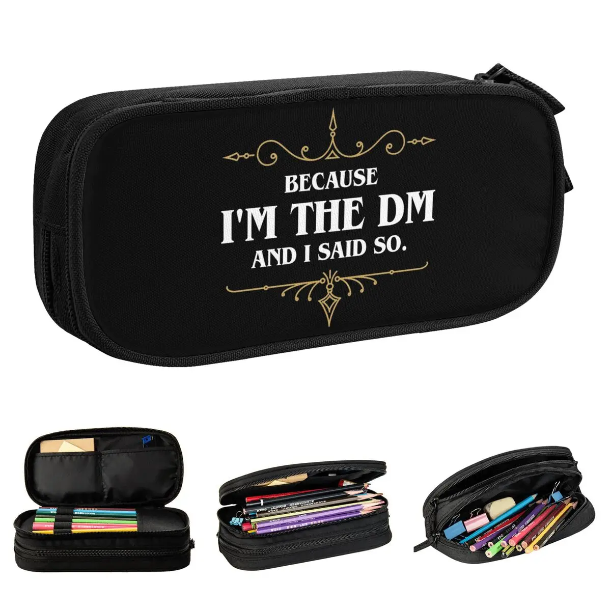 Cute Because I'm The Master Pencil Case Dungeon Dragon Pencilcases Pen Large Storage Bags Students School Zipper Accessories