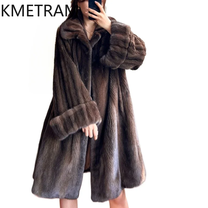 Real Mink Fur Coat Women Long New in Outerwears Winter Clothes Woman Trending Fashion Warm Fur Jacket Fourrures Femmes 2025