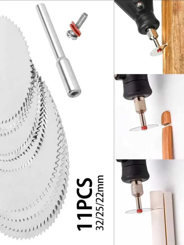 

10 Sets Mini Circular Saw Blade Electric Grinding Cutting Disc For Wood Plastic PVC Pipe Rotary Tool Cutting Accessories