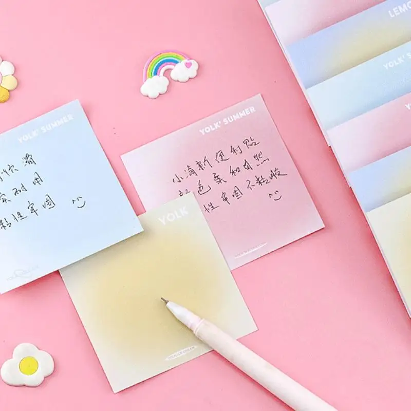 50 Sheets Creative Gradient Colorful Sticky Notes Can Be Pasted Handbook Memo Pad Set Student Notepad Guestbook