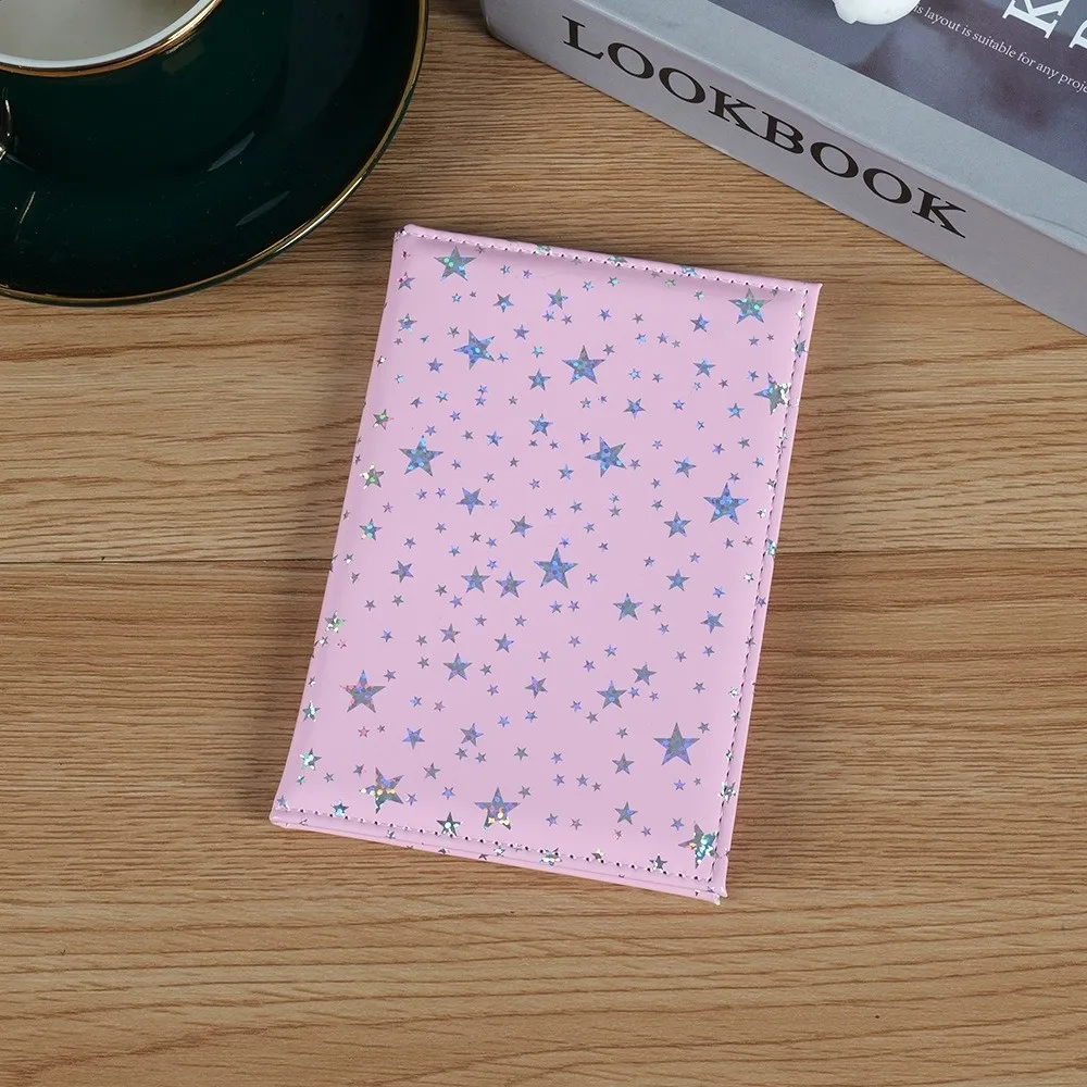 Multi-functional Glitter Star Print Passport Holder PU Leather Multi-Card Passport Cover Travel Document Protector