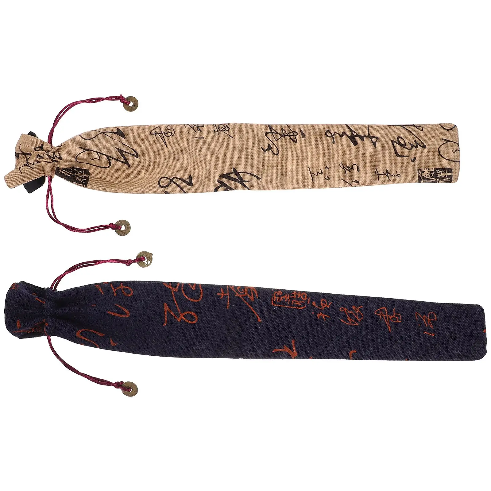 

2pcs Flute Protection Bag Cases F Key Random Style Cotton Linen Durable Musical Instruments Storage Rope Design Flute