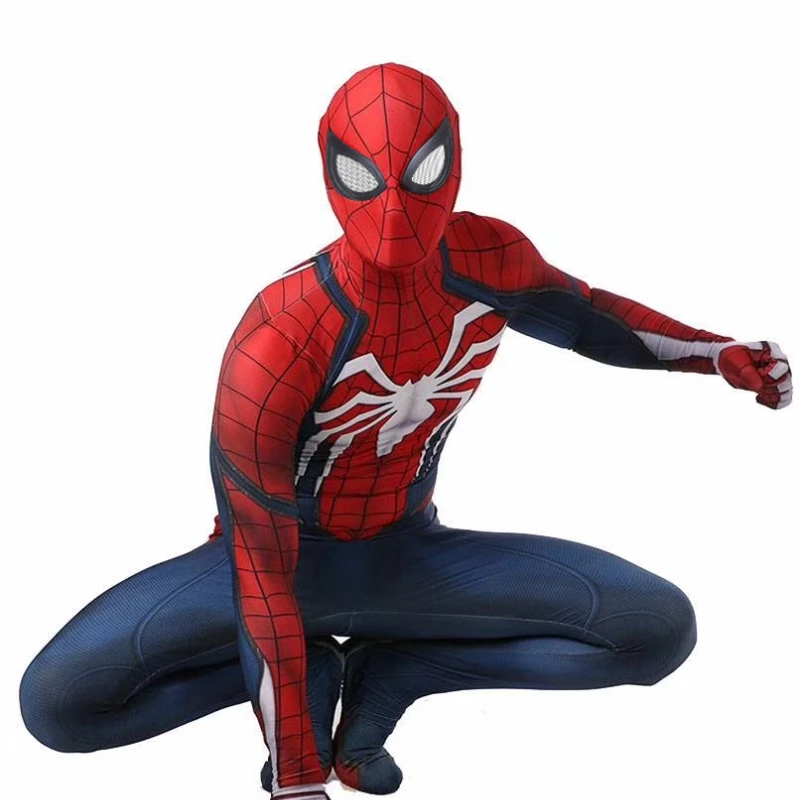 PS4 Spiderman Costume Halloween 3D Print Spandex Bodysuit Superhero Zentai Suit for Adult Party Costumes