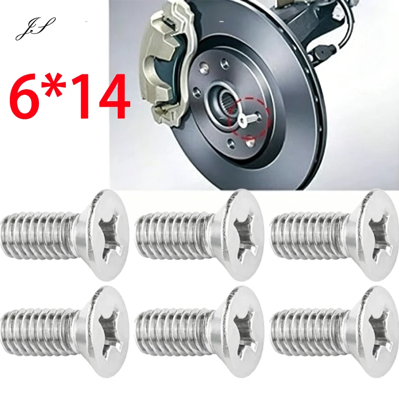 20pcs M6*14 Car Brake Rotor Mounting Screw Set 93600060140H For Honda Acura Accord Civic 304 Stainless Steel Replacement Parts