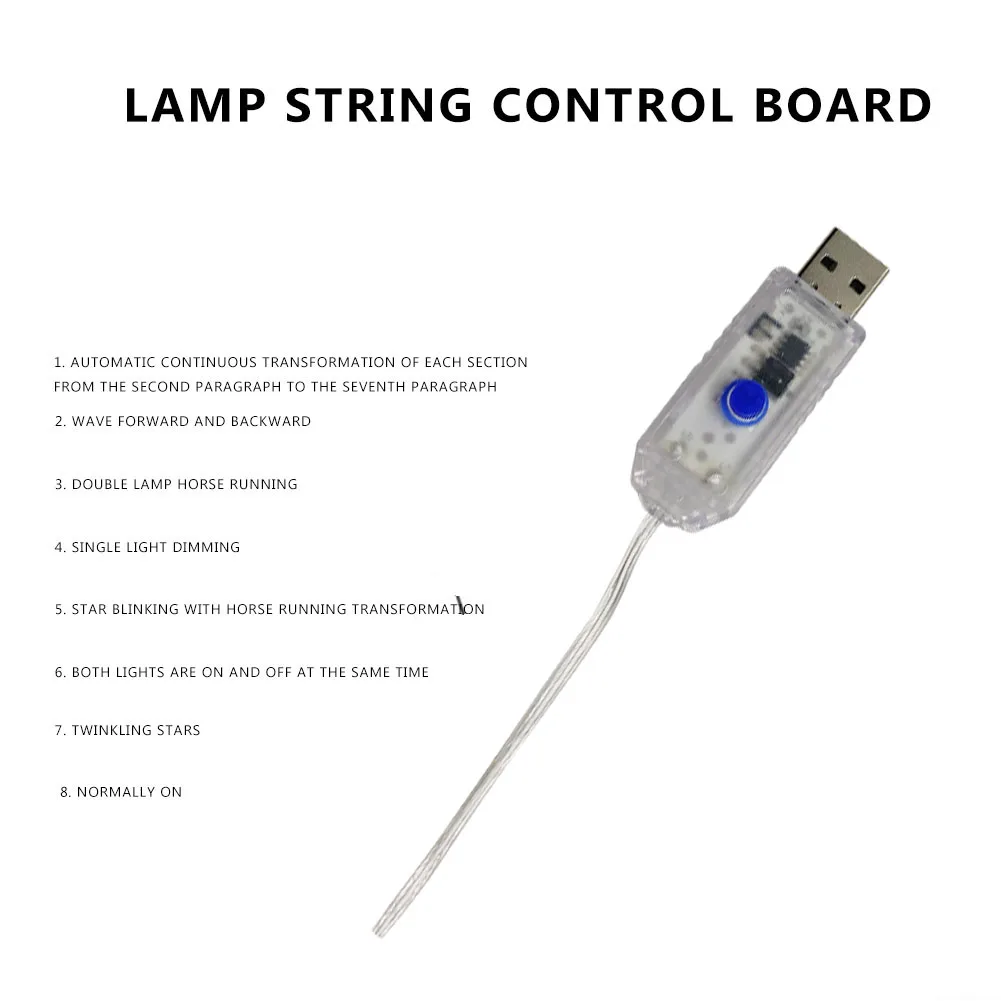 5V Strips Light Remote Controller USB Circuit Board 8 Modes Light Strip Remote Control Fit for 100LED/200LED for Holiday Party