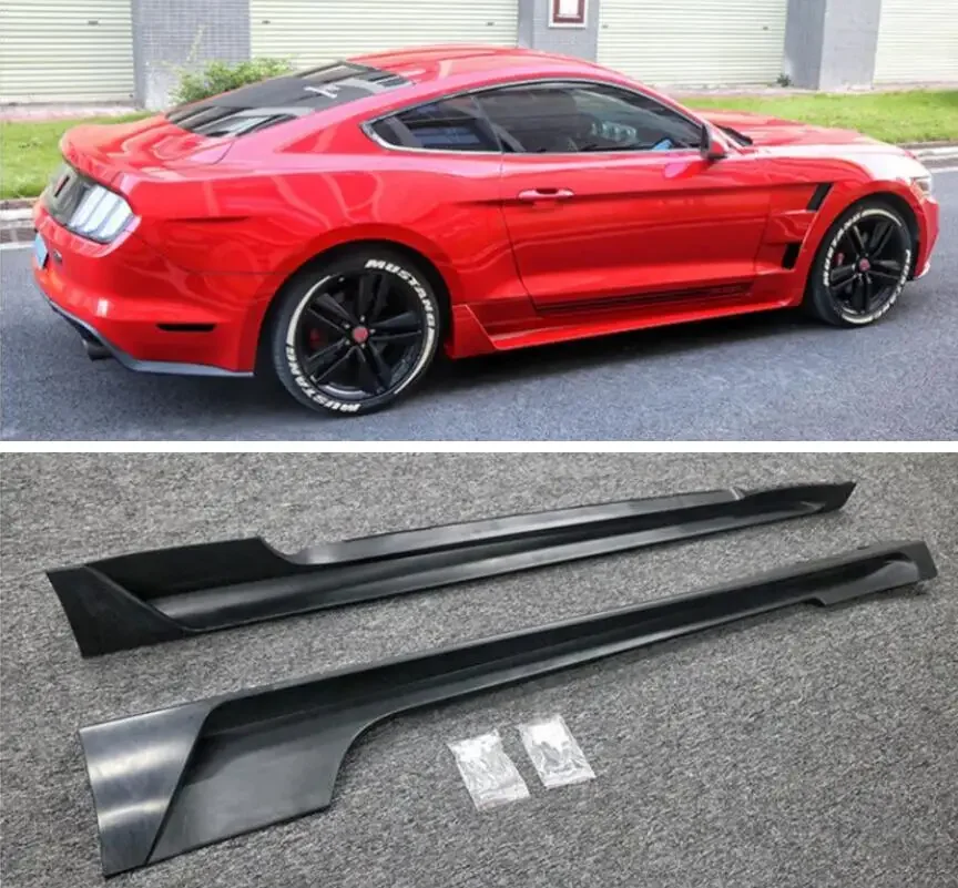 For FORD MUSTANG 2015 2016 2017 2018 2019 2020 2021 2022 PP Primer Side Panels Extension Body Skirts Kit lip Cover AC Style