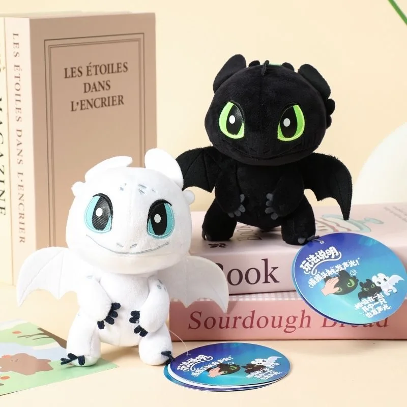 Cute Toothless doll plush toy genuine How to Train Your Dragon Night Sha Light Fury pendant couple keychain Emit light and sound