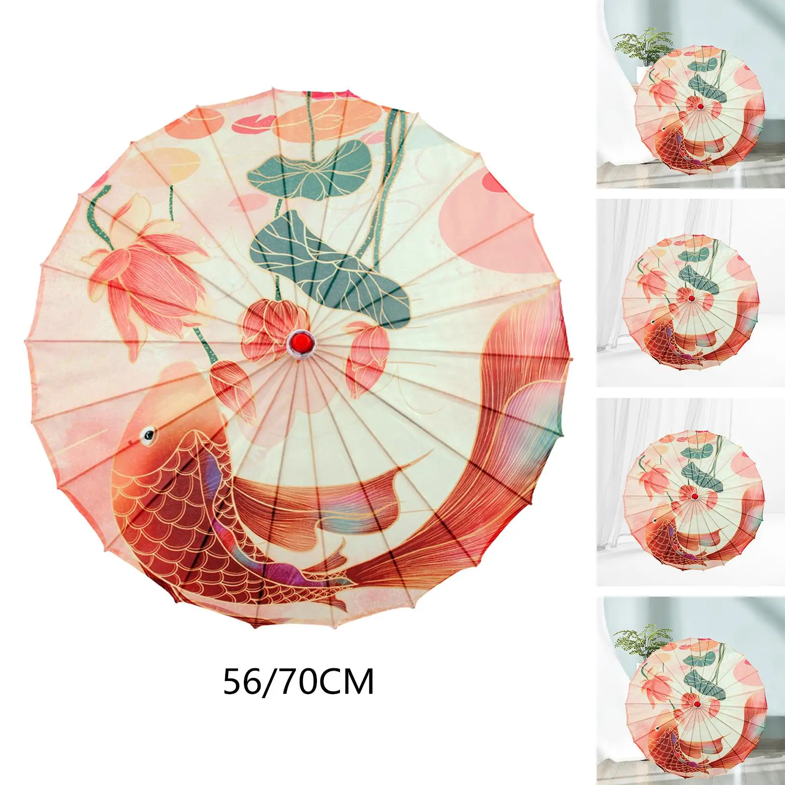 Bamboo Satin Umbrella Decorative Umbrella Photo Props Oiled Paper Umbrella for Girls Women Female Cosplay Music Festivals