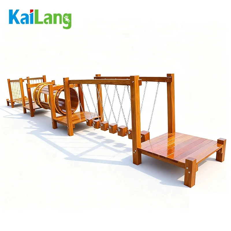 High-quality Customized Wooden Climbing Series Outdoor Playground Equipment Children's Balance Beam and Game Tunnel
