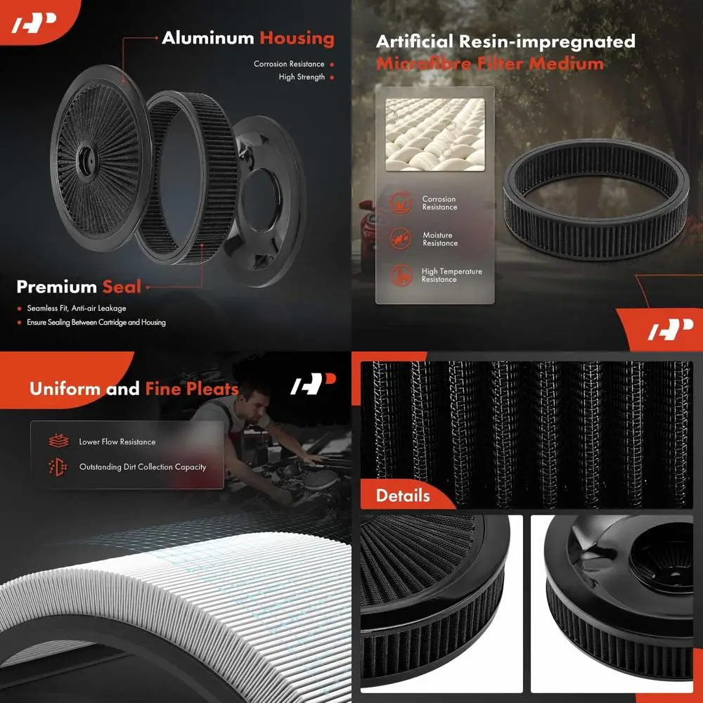 

Универсальный круглый воздушный фильтр 14 x 3 дюйма - совместим с моделями Ford - подходит для карбюратора 5-1/8, черный