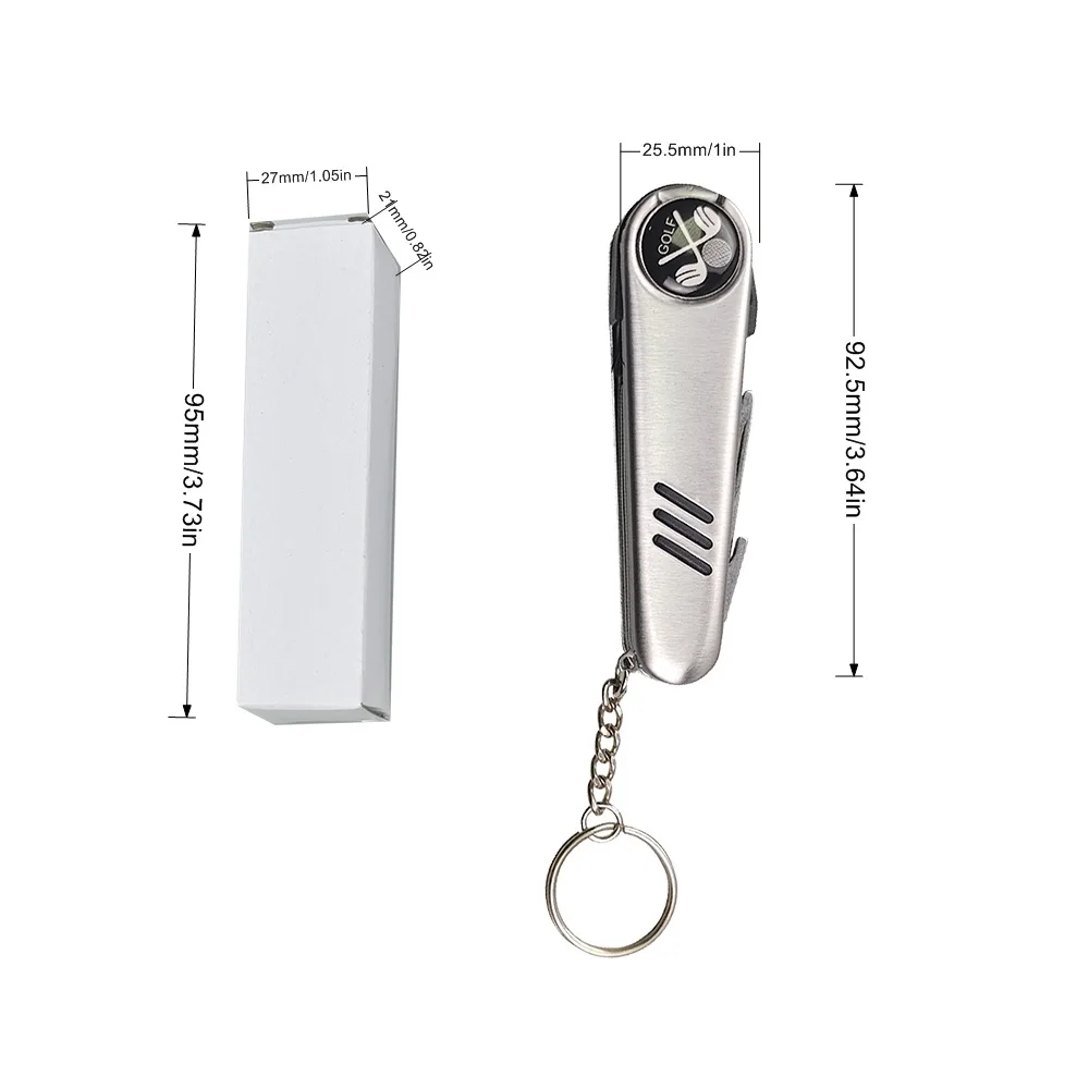 Multi-Function Golf Tool Set Magnetic Ball Marker Clean Brush Score Pen Divot Repairer Stainless Steel Golf Club Knife Wrench