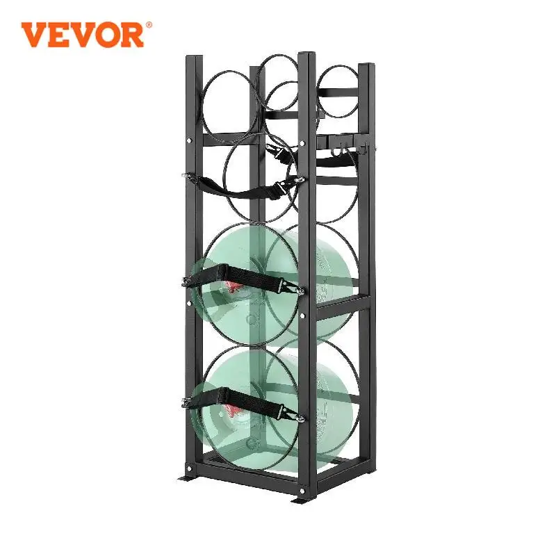 

VEVOR Refrigerant Tank Rack, with 2 x 30lbs and Other 3 Small Bottle 12.79x12.99x47.12 in for Freon Gases Oxygen Nitrogen