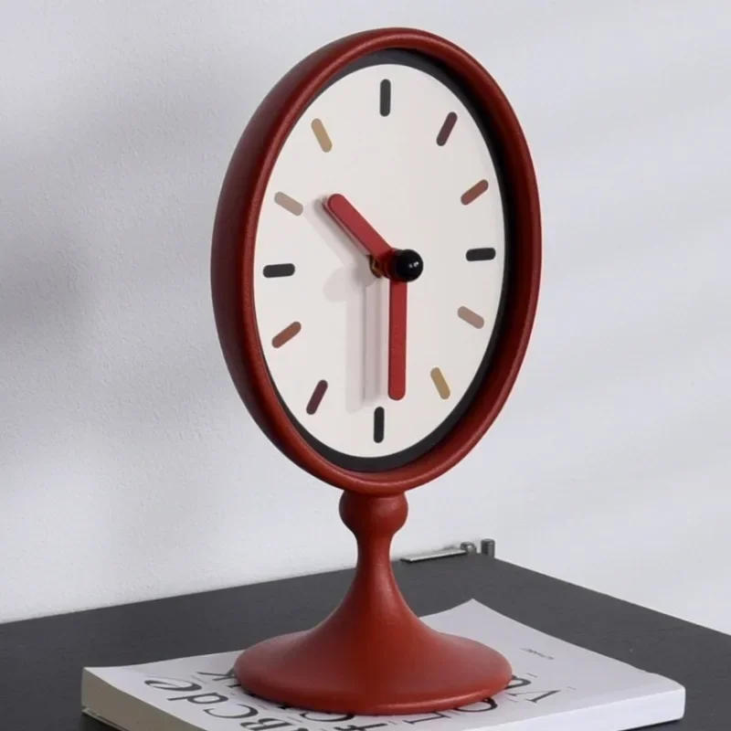 Aesthetic Cute Retro Desk Clock Elegant Luxury Table Clock Display Vintage Creative Desktop Clocks Living Room Ornament Decor