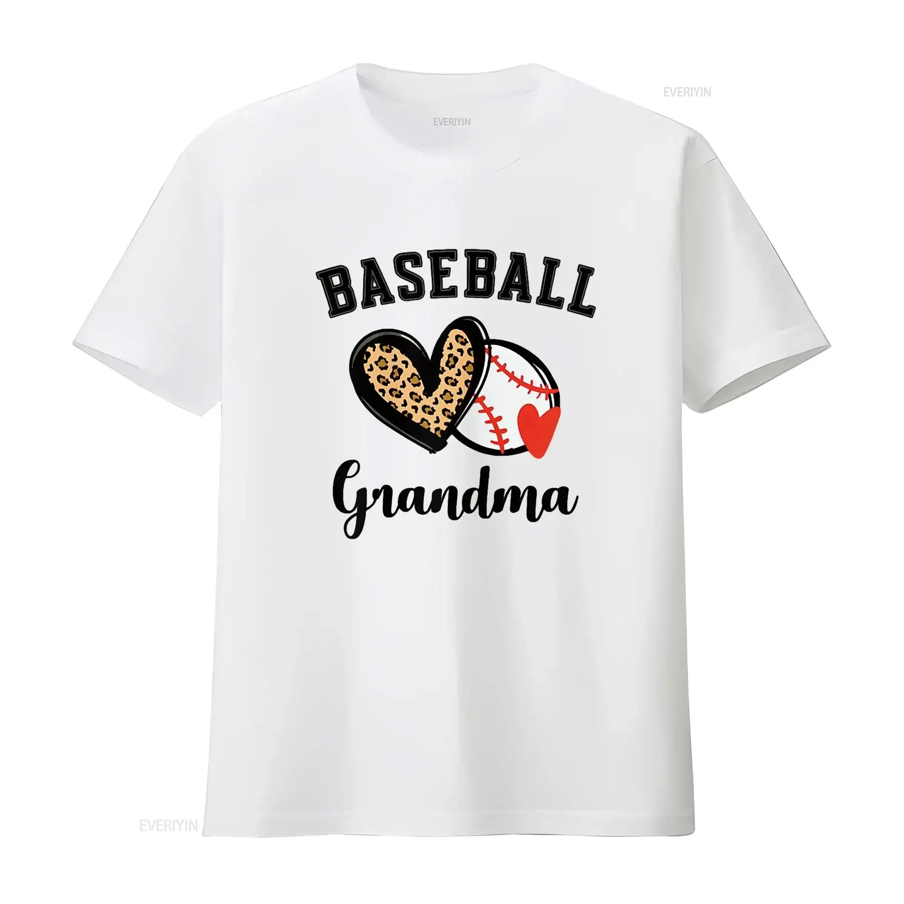 Baseball Grandma Leopard Heart Grandmother T Shirt vintage Washed Soft fashion streetwear graphic Versatile