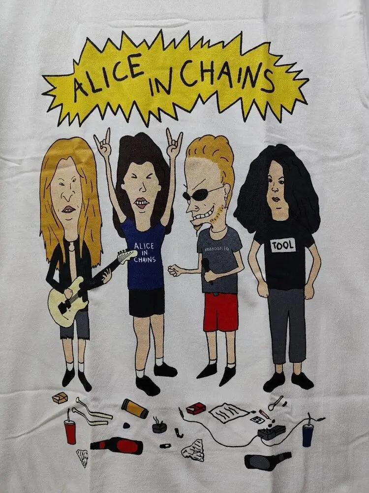 Alice In Chains Beavis and Butthead Cotton White Unisex T-shirt S-5XL VM4283