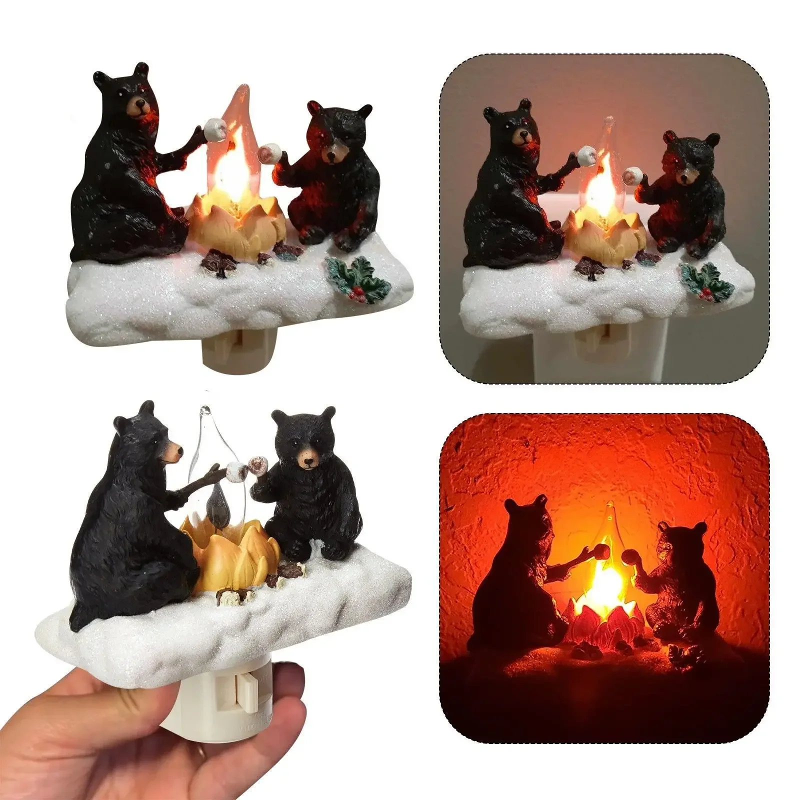 Xiaomi Ghost Halloween Night Lamp Campfire Flickering Night Light EU US Plug In Electric Flame Lantern For Room Bedside Decor