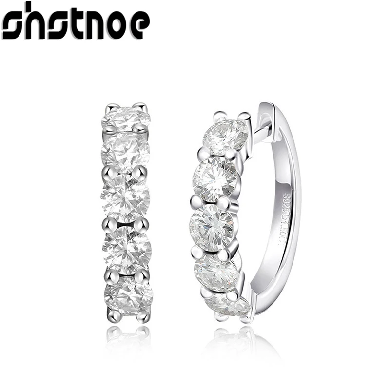 

SHSTONE D Color Moissanite Loop Earring 925 Sterling Sliver Plated with 18k White Gold Earring for Women Sparkling Fine Jewelry