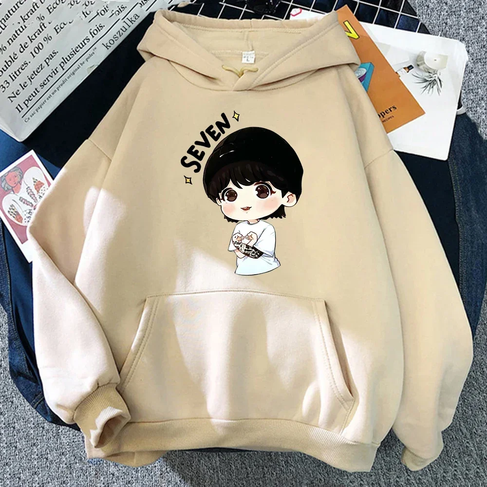 JungKook Seven Sudadera con capucha para mujer Harajuku estético divertido Kawaii sudaderas con capucha Unisex moda Casual HipHop sudaderas Harajuku