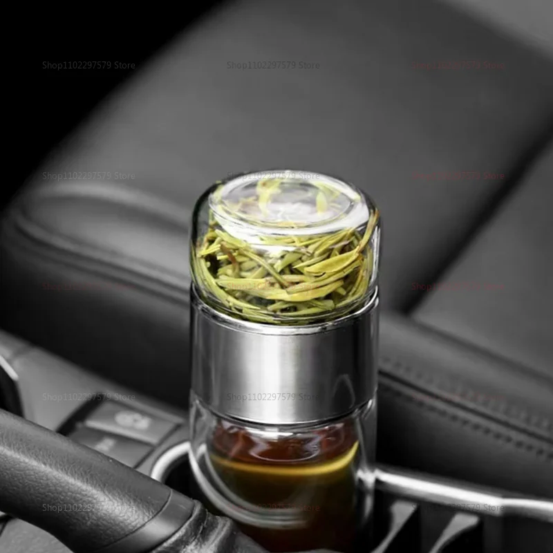 زجاجة شاي زجاجية مزدوجة الطبقات، زجاجة مياه معزولة للسفر، مزودة بفلتر شاي، زجاجة مياه ساخنة مانعة للتسرب، مناسبة لـ