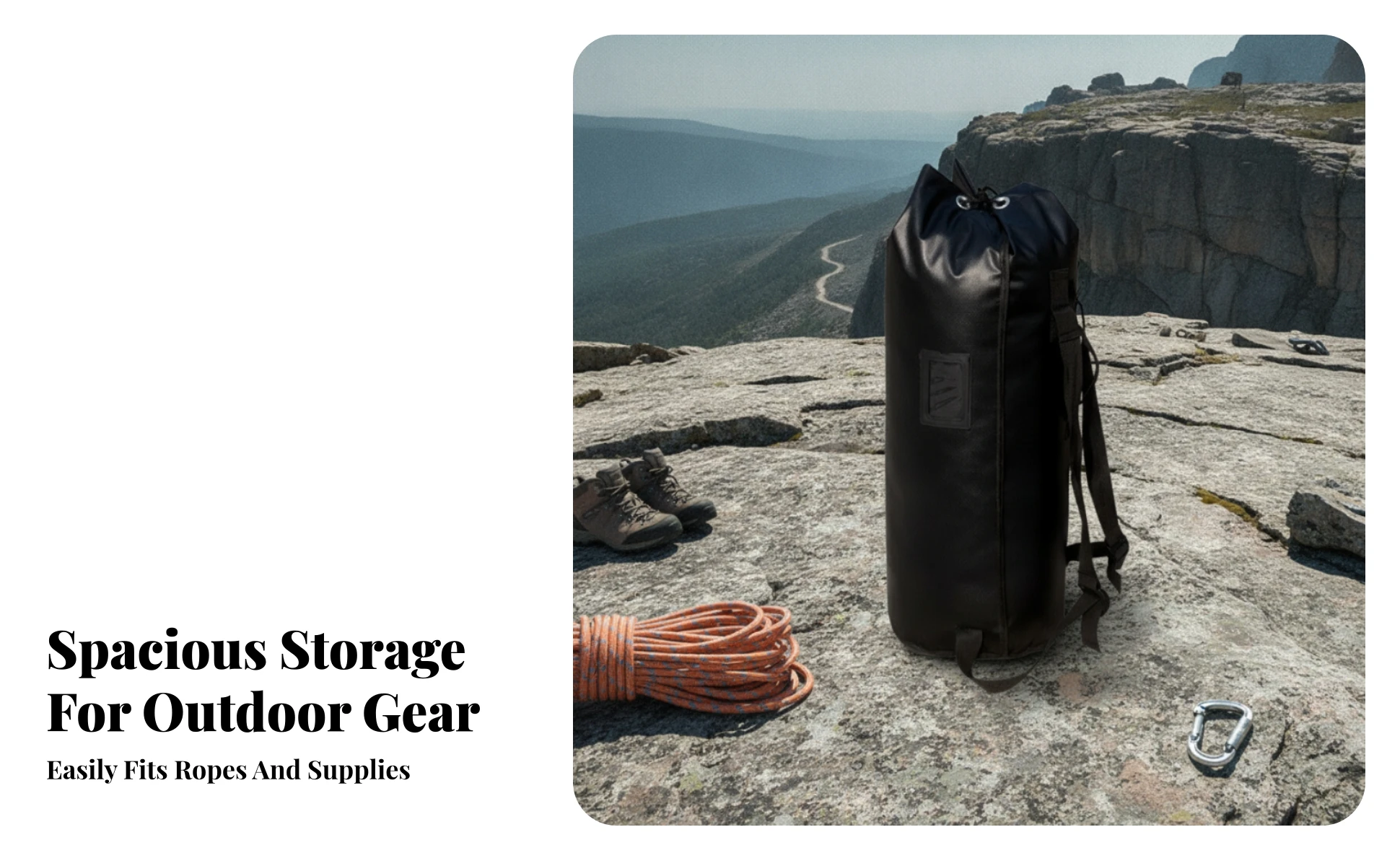 Cylindrical Rope Bag Waterproof Climbing Rope Bag Gear Carrier Metal Eyelets Adjustable Backpack Straps for Climbers