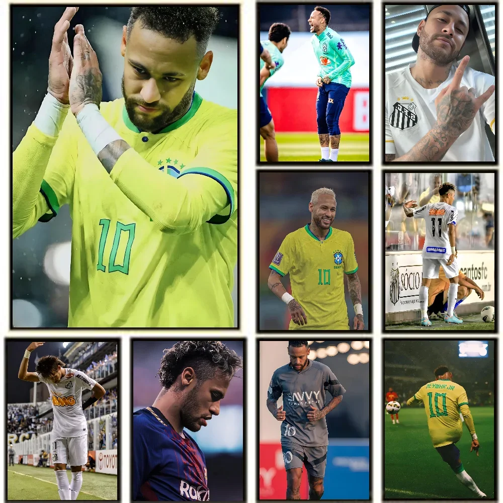 Póster de estrella n-neymar fútbol Da s-silvas, pegatinas artísticas para pared, murales, decoración para sala de juegos, regalos, pintura HD Kawaii, gato, 1 ud.