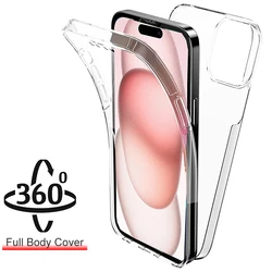 360° Full Body Cover Phone Case For iPhone 16 15 14 13 12 11 Pro XS Max X XR Clear Silicone Shell PC Hard Cover Hybrid Thin Slim