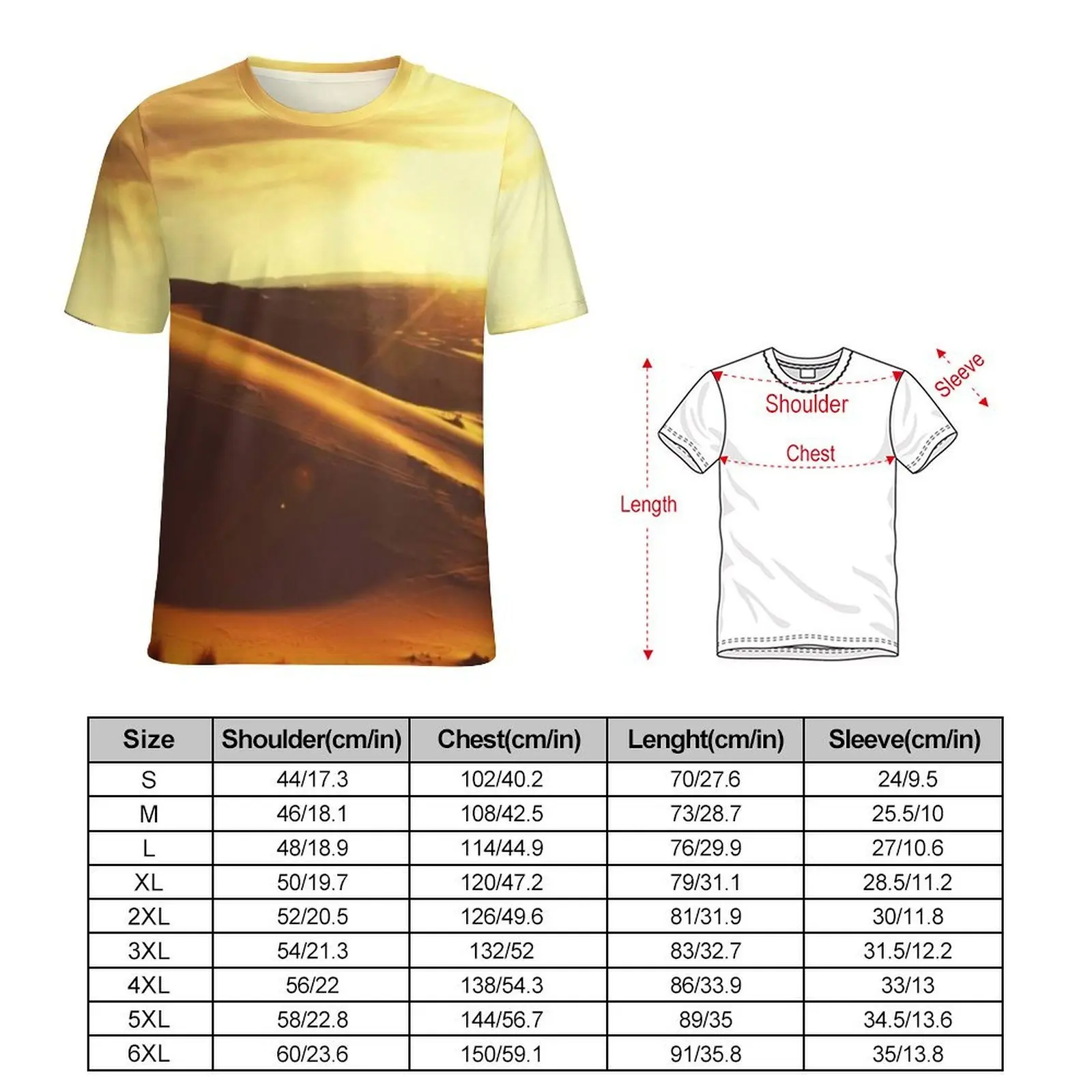 Men Sahara Desert T Shirt Golden Sunset Fashion T-Shirts Short-Sleeve Design Tops Cheap Summer Aesthetic Oversize Top Tees