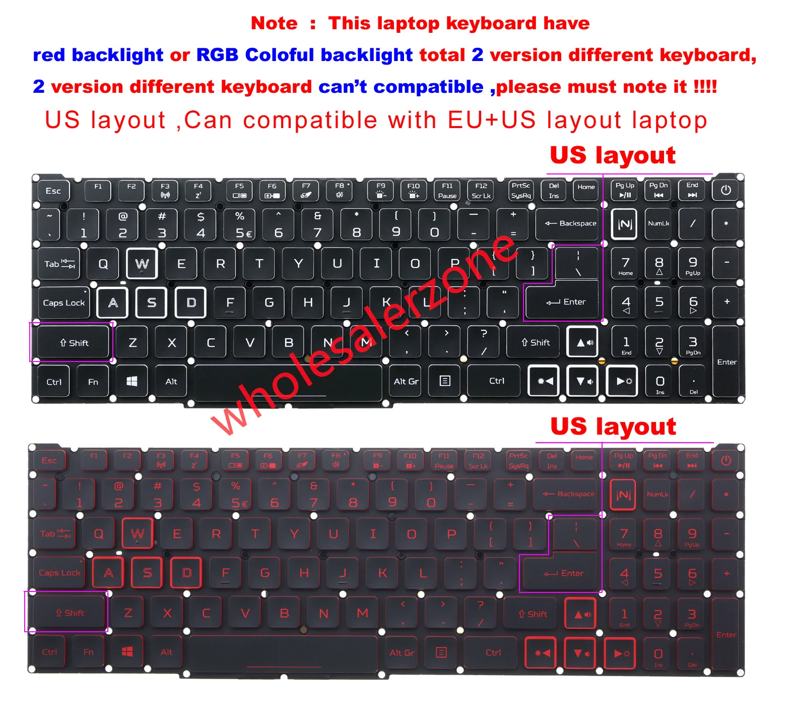 جديد لشركة أيسر أسباير AN515-55 AN515-56 AN515-57 ، المفترس هيليوس PH315-53 PH315-54 PH317-54 سلسلة الكمبيوتر المحمول لوحة المفاتيح الأمريكية